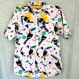 Men’s Tropical Toucan Button Down Shirt SZ M